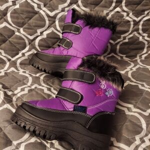 Storm Kids Purple and Black Boots with Floral Design